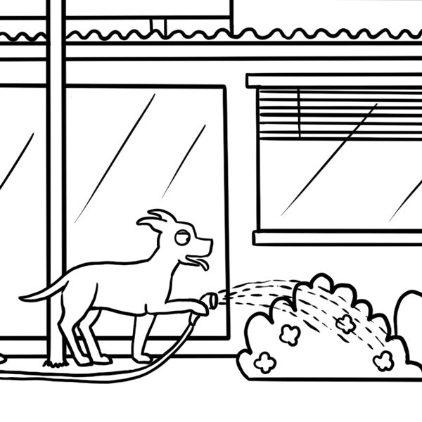 Hound Town Neighbourhood Colour-in Page